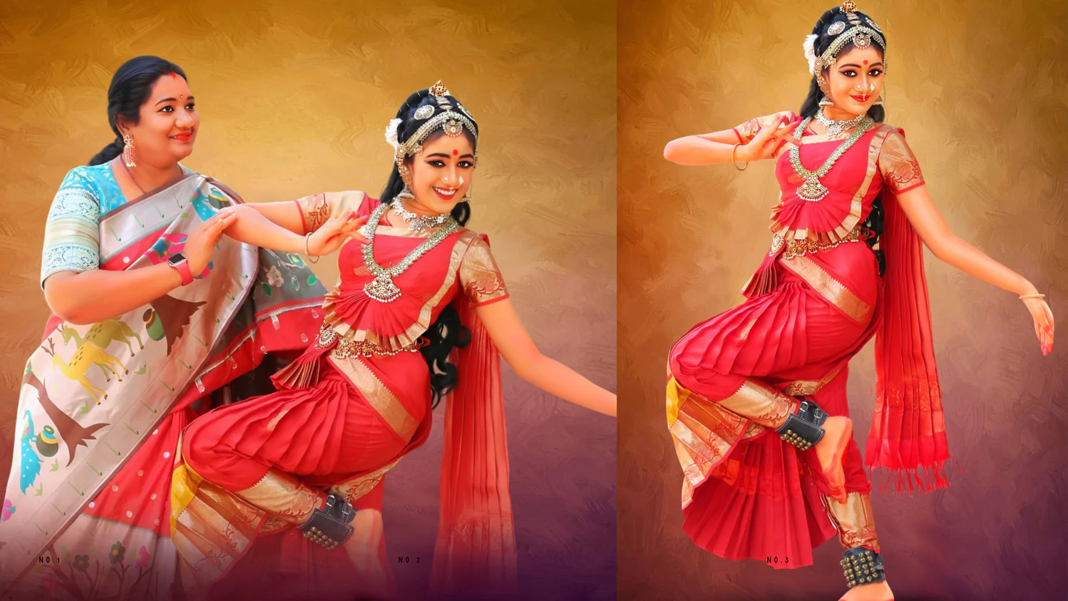 Capturing Cherished Moments: Bharatanatyam Pose Digital Painting Artwork